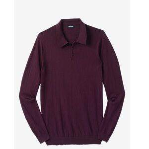 King Size Men's Burgundy Polo Sweater Cotton/Wool Blend 3 Button Sz XL Tall-NWT